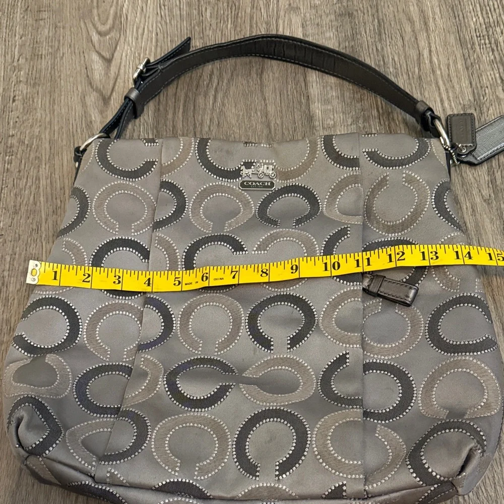 Coach Black and Gray Patterned Shoulder Bag